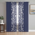 thumbnail image 1 of Sheer Curtains 84 Inches Long 2 Panels Set for Living Room, Japanese Semi Sheer Curtains for Windows, Navy Blue Country Flowers Leaves Aesthetic Voile Window Treatments Rod Pocket Curtain, 1 of 7