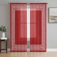 thumbnail image 1 of Sheer Curtains 84 Inches Long 2 Panels Set for Living Room, Red Retro Greek Key Semi Sheer Curtains for Windows, Geometric Greece Ancient Rustic Voile Window Treatments Rod Pocket Curtain, 1 of 7
