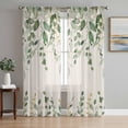thumbnail image 1 of Sheer Curtains 84 Inches Long 2 Panels Set for Living Room, Sage Green Eucalyptus Semi Sheer Curtains for Windows, Farmhouse Weeping Leaves Linen Voile Window Treatments Rod Pocket Curtain, 1 of 7