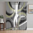 thumbnail image 1 of Sheer Curtains 84 Inches Long 2 Panels Set for Living Room, Sage Green Geometric Semi Sheer Curtains for Windows, Grey Retro Abstract Striped Art Voile Window Treatments Rod Pocket Curtain, 1 of 7