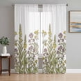 thumbnail image 1 of Sheer Curtains 84 Inches Long 2 Panels Set for Living Room, Watercolor Flowers Semi Sheer Curtains for Windows, Vintage Country Floral Leaves Spring Voile Window Treatments Rod Pocket Curtain, 1 of 7