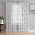 thumbnail image 1 of Sheer Curtains 84 Inches Long, Boho Black Pattern Light Filtering Window Curtains for Living Room, Modern Geometric Southwestern Vintage Rod Pocket Voile Sheer Curtain Drapes, 52"W x 84"L, 2 Panels, 1 of 8
