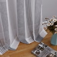 thumbnail image 1 of Sheer Curtains 84 Inches Long for Living Room Bedroom, Bathroom Curtain Window Grommet Voile Drapes, Stripe Farmhouse Curtains Faux Linen Window Treatments Semi Curtain, Beige, 52"X95", 2 Panels, 1 of 7