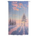thumbnail image 1 of Sheer Curtains 84 Inches Long, Pink Winter Landscapes Semi Sheer Curtains Light Filtering Window Treatment, Nature Snow Forest Sunset Privacy Voile Drapes for Living Room Bedroom 52x84 Inch, 1 of 7