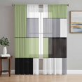 thumbnail image 1 of Sheer Curtains 84 Inches Long, Sage Green Black Grey Light Filtering Window Curtains for Living Room, Modern Irregular Geometric Abstract Rod Pocket Voile Sheer Curtain Drapes, 52"W x 84"L, 2 Panels, 1 of 8