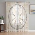 thumbnail image 1 of Sheer Curtains 84 Inches Long, Sand Dollar Coastal Light Filtering Window Curtains for Living Room/Bedroom, Summer Beach Beige Sea Rod Pocket Voile Sheer Curtain Drapes, 52"W x 84"L, 2 Panels, 1 of 8