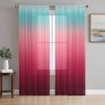 thumbnail image 1 of Sheer Curtains 84 Inches Long, Teal Pimk Ombre Light Filtering Window Curtains for Living Room, Modern Geometric Striped Abstract Art Rod Pocket Voile Sheer Curtain Drapes, 52"W x 84"L, 2 Panels, 1 of 8