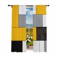 thumbnail image 1 of Sheer Curtains 84 inches Long 2 Panels Set Abstract Geometric Block Pattern Light Filtering Sheer Drapes Rod Pocket Window Curtains for Living Room/Bedroom, Yellow White Gray, 1 of 8