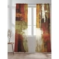 thumbnail image 1 of Sheer Curtains 84 inches Long 2 Panels Set Burnt Orange Green Thanksgiving Abstract Texture Modern Tiers Sheers Rod Pocket Small Window Short Curtains for Kitchen Cafe, Each 52" W x 84" L, 1 of 7