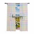 thumbnail image 1 of Sheer Curtains 84 inches Long 2 Panels Set Happy Easter Light Filtering Sheer Drapes Rod Pocket Window Curtains for Living Room/Bedroom, Spring Colorful Pastel Plaid, 1 of 8