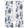 thumbnail image 1 of Sheer Curtains 84 inches Long 2 Panels Set Nautical Coastal Ocean Retro Coral Starfish Black White Sheer Window Curtain Rod Pocket Voile Drapes for Living Room/Bedroom, Each 52" W x 84" L, 1 of 7
