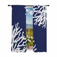 thumbnail image 1 of Sheer Curtains 84 inches Long 2 Panels Set Navy Blue Coral Light Filtering Sheer Drapes Rod Pocket Window Curtains for Living Room/Bedroom, Coastal Ocean White, 1 of 8