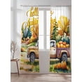 thumbnail image 1 of Sheer Curtains 84 inches Long 2 Panels Set Pumpkin Truck Hello Autumn Forest Fall Thanksgiving Tiers Sheers Rod Pocket Small Window Short Curtains for Kitchen Cafe, Each 52" W x 84" L, 1 of 7