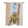 thumbnail image 1 of Sheer Curtains 84 inches Long 2 Panels Set Vintage Watercolor Light Filtering Sheer Drapes Rod Pocket Window Curtains for Living Room/Bedroom, Giraffe Texture Brown, 1 of 8