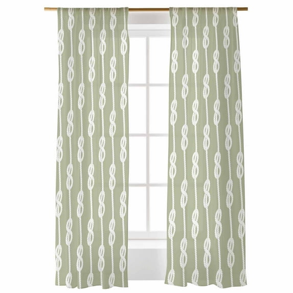 Sheer Curtains 84 inches Long, Decoration Art Vintage Sage Green Knot Texture Decoration Light Filtering Sheer Window Curtains Rod Pocket Voile Drapes for Bedroom Living Room, 52"W x 84"L 2 Panels