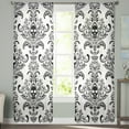thumbnail image 1 of Sheer Curtains 84 inches Long, Halloween Scary Skull Classic Damask Pattern White Light Filtering Sheer Window Curtains Rod Pocket Voile Drapes for Bedroom Living Room, 52"W x 84"L 2 Panels, 1 of 7