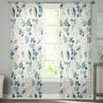thumbnail image 1 of Sheer Curtains 84 inches Long, Plant Leaves Robin Bird Linen Texture Light Filtering Sheer Window Curtains Rod Pocket Voile Drapes for Bedroom Living Room, 52"W x 84"L 2 Panels, 1 of 7