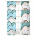 thumbnail image 1 of Sheer Curtains 84 inches Long, Teal Brown Gradient Waves Abstract Water Ripple Stripes Light Filtering Sheer Window Curtains Rod Pocket Voile Drapes for Bedroom Living Room, 52"W x 84"L 2 Panels, 1 of 7