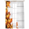 thumbnail image 1 of Sheer Curtains 84 inches Long, Thanksgiving Fall Pumpkin Maple Leaf White Wood Grain Light Filtering Sheer Window Curtains Rod Pocket Voile Drapes for Bedroom Living Room, 52"W x 84"L 2 Panels, 1 of 7