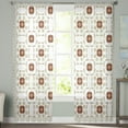 thumbnail image 1 of Sheer Curtains 84 inches Long, Vintage Abstract Flowers Leaf Moroccan Culture Light Filtering Sheer Window Curtains Rod Pocket Voile Drapes for Bedroom Living Room, 52"W x 84"L 2 Panels, 1 of 7
