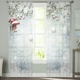thumbnail image 1 of Sheer Curtains 84 inches Long, Winter Christmas Snowflake Wood Grain Light Filtering Sheer Window Curtains Rod Pocket Voile Drapes for Bedroom Living Room, 52"W x 84"L 2 Panels, 1 of 7