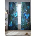 thumbnail image 1 of Sheer Curtains 96 Inches Long 2 Panels, Abstract Forest Butterfly Rod Pocket Curtain Voile Draperies, Cartoon Style Animal Plant Light Filtering Window Treatment for Living Room Kitchen Bedroom, 1 of 8
