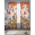 thumbnail image 1 of Sheer Curtains 96 Inches Long 2 Panels, Autumn Pumpkin Sunflower Rod Pocket Curtain Voile Draperies, Fall Maple Leaf on Wood Light Filtering Window Treatment for Living Room Kitchen Bedroom, 1 of 8