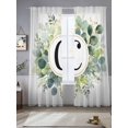 thumbnail image 1 of Sheer Curtains 96 Inches Long 2 Panels, Letters C on Eucalyptus Leaves Rod Pocket Curtain Voile Draperies, Spring Farm Plant Light Filtering Window Treatment for Living Room Kitchen Bedroom, 1 of 8