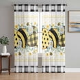 thumbnail image 1 of Sheer Curtains 96 Inches Long 2 Panels Set for Living Room, Bee Daisy Semi Sheer Curtains for Windows, Eucalyptus Leaves Botanical Love Plaid Voile Window Treatments Rod Pocket Curtain, 1 of 7