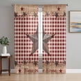 thumbnail image 1 of Sheer Curtains 96 Inches Long 2 Panels Set for Living Room, Country Star Farm Semi Sheer Curtains for Windows, Farmhouse Plaid Texas Vintage Fruit Voile Window Treatments Rod Pocket Curtain, 1 of 7