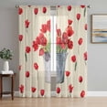 thumbnail image 1 of Sheer Curtains 96 Inches Long 2 Panels Set for Living Room, Red Tulip Flowers Semi Sheer Curtains for Windows, Spring Floral Vintage Drum Country Yellow Voile Window Treatments Rod Pocket Curtain, 1 of 7