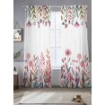 thumbnail image 1 of Sheer Curtains 96 Inches Long 2 Panels, Spring Fields Wildflowers Plants Rod Pocket Curtain Voile Draperies, Watercolor Floral Leaves Light Filtering Window Treatment for Living Room Kitchen Bedroom, 1 of 8