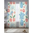 thumbnail image 1 of Sheer Curtains 96 Inches Long 2 Panels, Summer Red Flower Blue Pineapple on Retro Rod Pocket Curtain Voile Draperies, Summer Plant Light Filtering Window Treatment for Living Room Kitchen Bedroom, 1 of 8