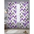 thumbnail image 1 of Sheer Curtains 96 Inches Long 2 Panels, Watercolor Flowers Purple Black Grey Rod Pocket Curtain Voile Draperies, Pastoral Floral Light Filtering Window Treatment for Living Room Kitchen Bedroom, 1 of 8