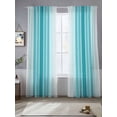thumbnail image 1 of Sheer Curtains 96 Inches Long 2 Panels, Watercolor Ocean Turquoise Line Rod Pocket Curtain Voile Draperies, Modern Geometrical Stripe Art Light Filtering Window Treatment for Living Room, 1 of 8