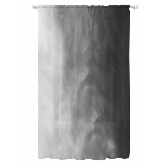 Sheer Curtains 96 Inches Long, Black Grey Ombre Semi Sheer Curtains Light Filtering Window Treatment, Coastal Beach Modern Abstract Art Privacy Voile Drapes for Living Room Bedroom 52x96 Inch