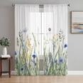 thumbnail image 1 of Sheer Curtains 96 Inches Long, Botanical Flower Light Filtering Window Curtains for Living Room, Watercolor Colorful Floral Herbs Plants Rod Pocket Voile Sheer Curtain Drapes, 52"W x 96"L, 2 Panels, 1 of 8