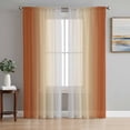 thumbnail image 1 of Sheer Curtains 96 Inches Long, Burnt Orange Ombre Light Filtering Window Curtains for Living Room, Modern Grey Gradient Farmhouse Art Rod Pocket Voile Sheer Curtain Drapes, 52"W x 96"L, 2 Panels, 1 of 8