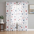 thumbnail image 1 of Sheer Curtains 96 Inches Long, Independence Five-pointed Star Shining Light Filtering Window Curtains for Living Room, White American Flag Day Rod Pocket Voile Sheer Panels, 52"Wx96"L, 2 Panels, 1 of 8