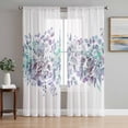 thumbnail image 1 of Sheer Curtains 96 Inches Long, Purple Blue Eucalyptus Leaves Light Filtering Window Curtains for Living Room, Spring Summer Botanical Floral Rod Pocket Voile Sheer Curtain Drapes, 52"Wx96"L, 2 Panels, 1 of 8