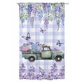thumbnail image 1 of Sheer Curtains 96 Inches Long, Purple Flowers Semi Sheer Curtains Light Filtering Window Treatment, Weeping Spring Floral Truck Butterfly Checkered Privacy Voile Drapes for Living Room 52x96 Inch, 1 of 7