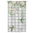 thumbnail image 1 of Sheer Curtains 96 Inches Long, Watercolor Floral Semi Sheer Curtains Light Filtering Window Treatment, Spring Flowers Birds Plants Gray Plaid Privacy Voile Drapes for Living Room Bedroom 52x96 Inch, 1 of 7