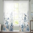 thumbnail image 1 of Sheer Curtains 96 inches Long, Blue Christmas Flower Poinsettia Robins Eucalyptus Light Filtering Sheer Window Curtains Rod Pocket Voile Drapes for Bedroom Living Room, 52"W x 96"L 2 Panels, 1 of 7