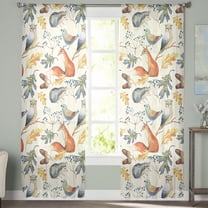 Sheer Curtains 96 inches Long, Fall Owl Bird Fox Rustic Floral Plant Leaves Light Filtering Sheer Window Curtains Rod Pocket Voile Drapes for Bedroom Living Room, 52"W x 96"L 2 Panels