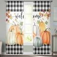 thumbnail image 1 of Sheer Curtains 96 inches Long, Fall Pumpkin Maple Leaf Thanksgiving Buffalo Plaid Light Filtering Sheer Window Curtains Rod Pocket Voile Drapes for Bedroom Living Room, 52"W x 96"L 2 Panels, 1 of 7