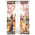 thumbnail image 1 of Sheer Curtains 96 inches Long, Fall Theme Funny Dog Pumpkin Maple Leaf Black White Plaid Light Filtering Sheer Window Curtains Rod Pocket Voile Drapes for Bedroom Living Room, 52"W x 96"L 2 Panels, 1 of 7