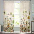 thumbnail image 1 of Sheer Curtains 96 inches Long, Green Flowers Plants Watercolor Floral Retro Linen Light Filtering Sheer Window Curtains Rod Pocket Voile Drapes for Bedroom Living Room, 52"W x 96"L 2 Panels, 1 of 7