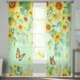 thumbnail image 1 of Sheer Curtains 96 inches Long, Sunflowers Eucalyptus Butterfly Floral Watercolor Green Light Filtering Sheer Window Curtains Rod Pocket Voile Drapes for Bedroom Living Room, 52"W x 96"L 2 Panels, 1 of 7
