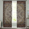 thumbnail image 1 of Sheer Curtains 96 inches Long, Vintage Boho Nostalgic Flower Buds Red Pattern Light Filtering Sheer Window Curtains Rod Pocket Voile Drapes for Bedroom Living Room, 52"W x 96"L 2 Panels, 1 of 7