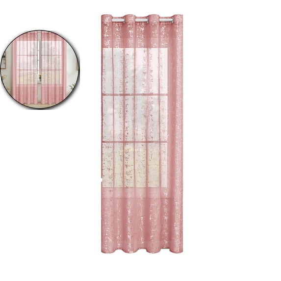 Sheer Curtains 98 Inches Long – Semi-Transparent Window Drapes with Embossed Pattern – Grommet Top Privacy Light Filtering Fabric for Bedroom, Living Room & Study (39"x98")